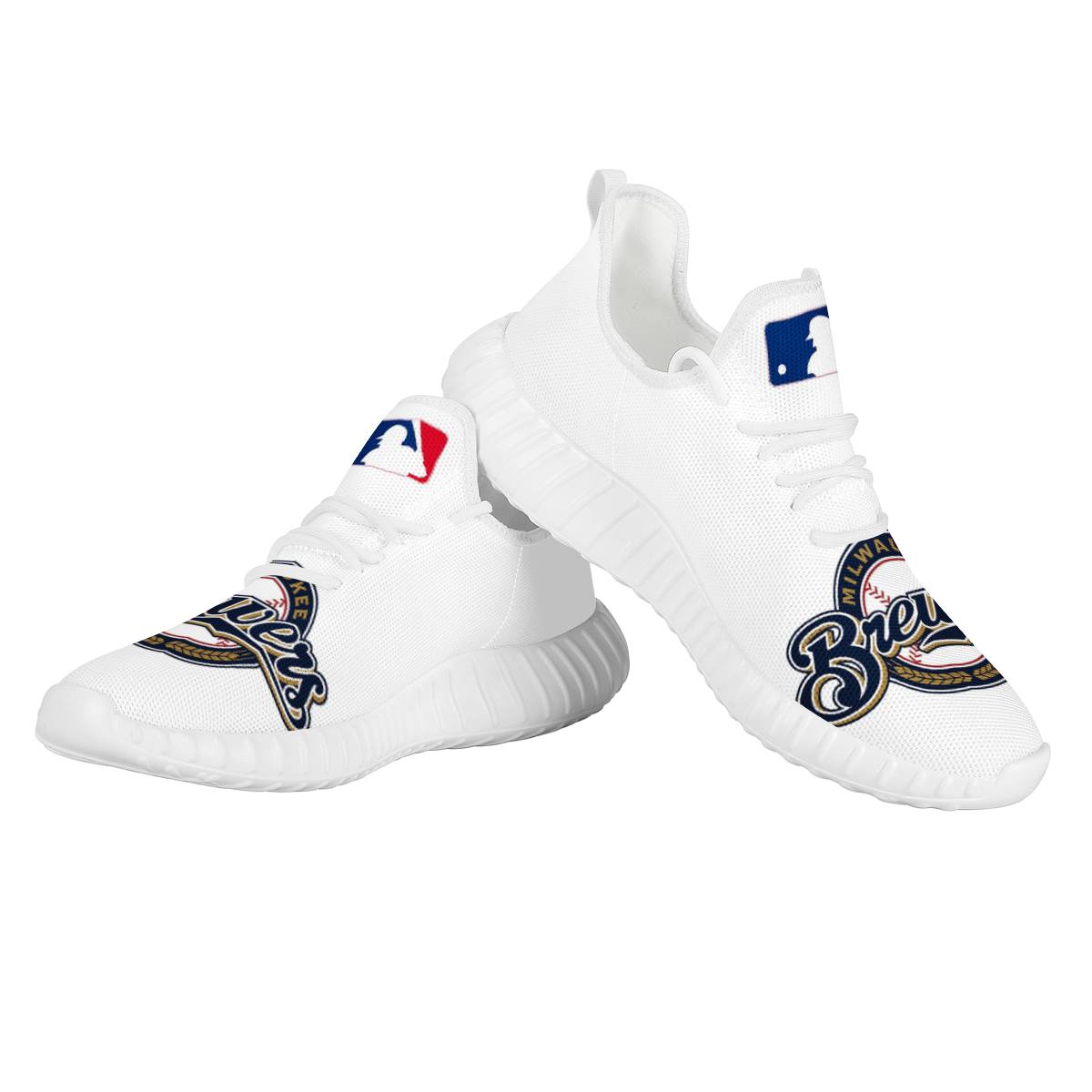 Women's Milwaukee Brewers Mesh Knit Sneakers/Shoes 001